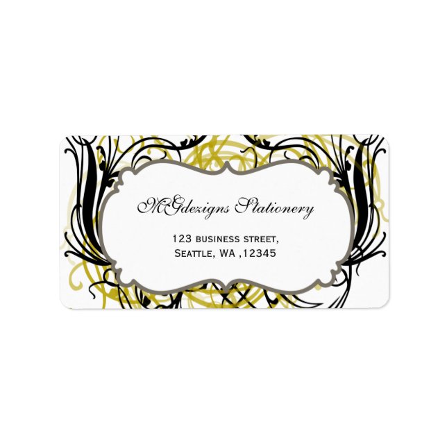 yell, black and white Chic Business address labels (Front)