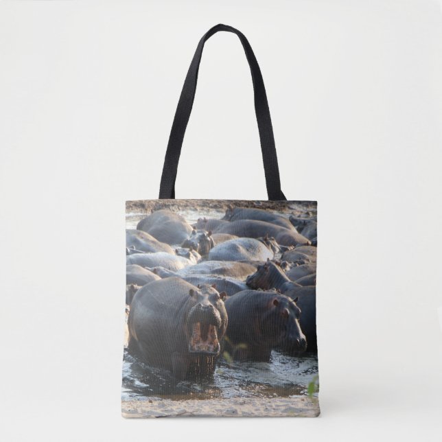 Yelling Hippo Tote Bag (Front)