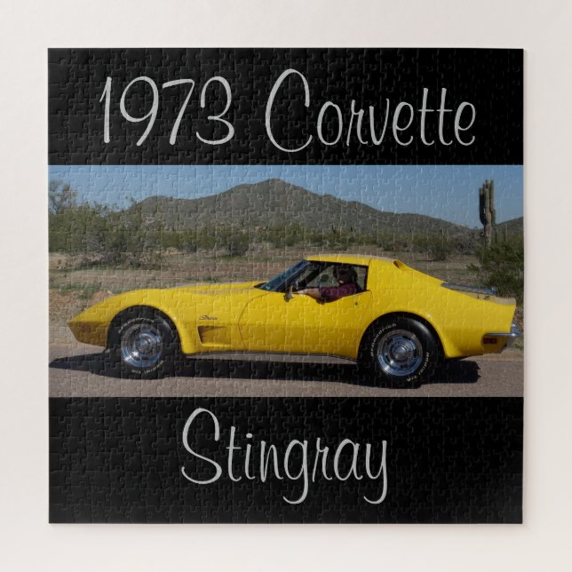 Yellow 1973 Corvette Stingray Jigsaw Puzzle (Vertical)