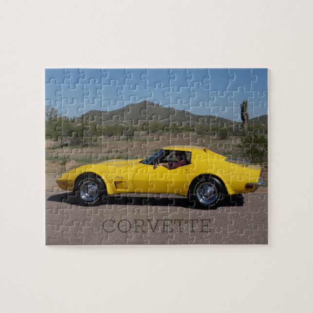 Yellow 1973 Corvette Stingray Jigsaw Puzzle (Horizontal)