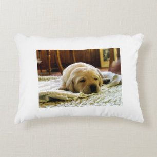yellow 2 lab puppy accent pillow