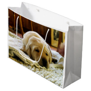 yellow 2 lab puppy large gift bag