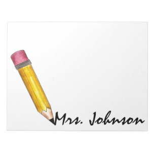 Yellow #2 Pencil Writing English Teacher School Notepad