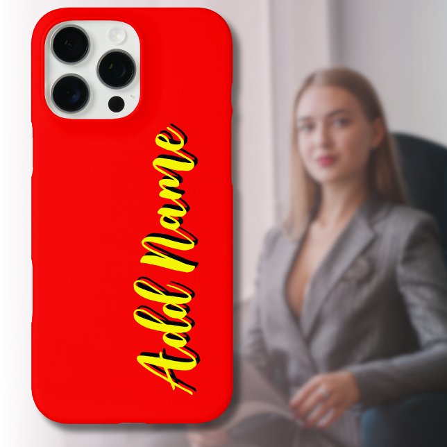 Yellow 3D Black Modern Name | Trendy Cool Red Case-Mate iPhone Case (Creator Uploaded)