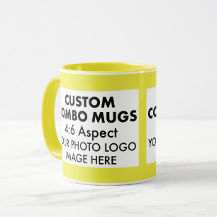 Yellow 4:6 Landscape 2 x Photo Frame Custom Combo Mug
