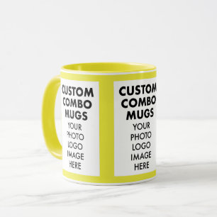 Yellow 4:6 Portrait Frame 3 x Photo Custom Combo Mug
