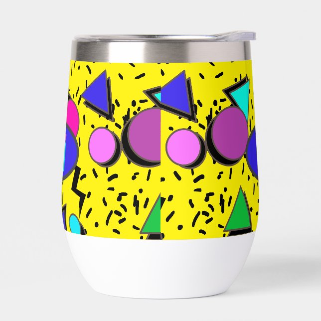 Yellow 80s Memphis Abstract Style Retro Monogram (Left)