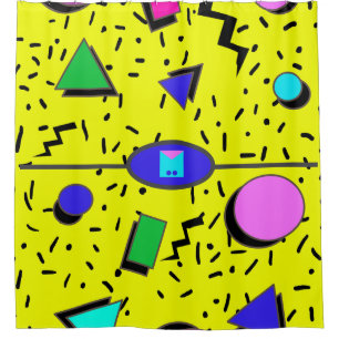 Yellow 80s Memphis Abstract Style Retro Seamless