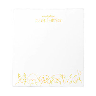 Yellow A Note From Cute Dog Animal Sketch Notepad