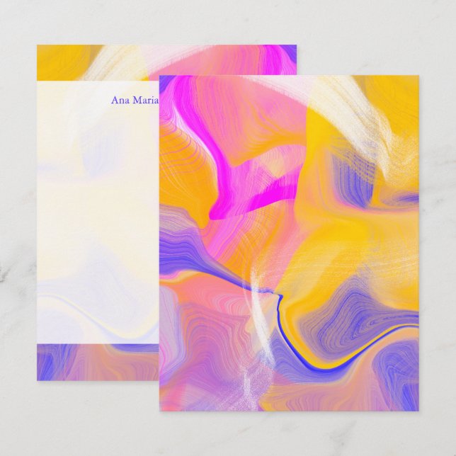 Yellow abstract colour flow Note Cards  (Front/Back)
