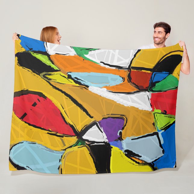 Yellow Abstract fleece blanket (In Situ)