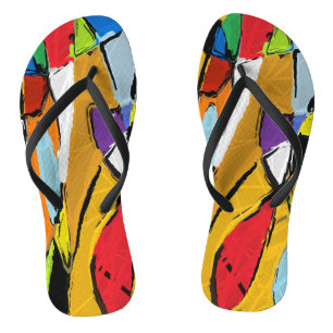 Yellow Abstract flip flops