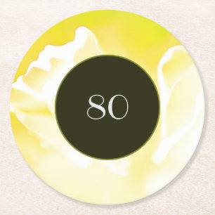 Yellow Abstract Floral Paper Coaster