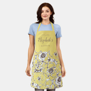 Yellow abstract floral personalized cooking apron