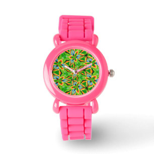 Yellow Abstract Flower Pattern Watch