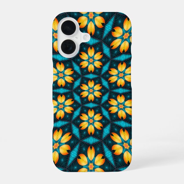 Yellow Abstract Flowers iPhone 16 Case (Back)