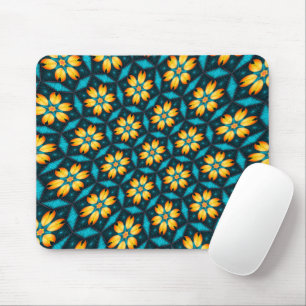 Yellow Abstract Flowers Mouse Pad