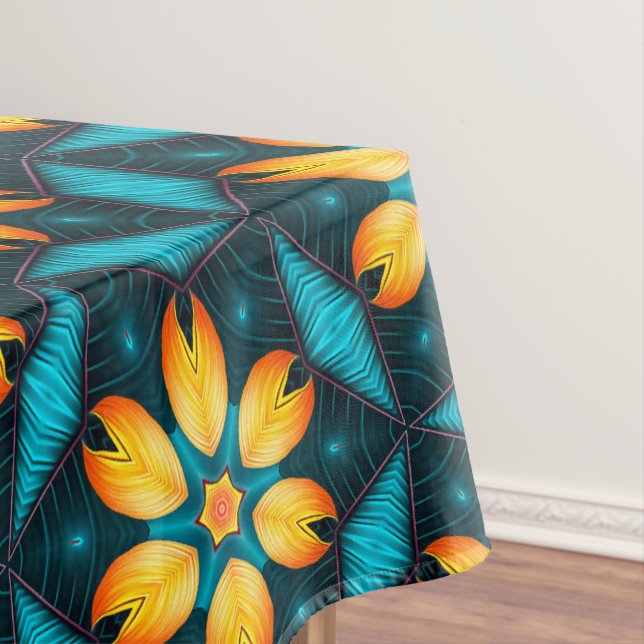 Yellow Abstract Flowers Tablecloth (In Situ)