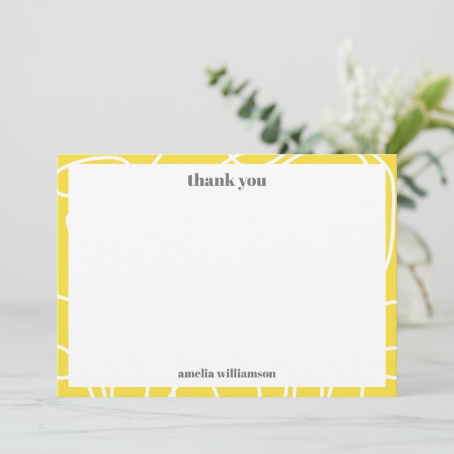 Yellow Abstract Line Bold Custom Bridal Shower  Thank You Card (Standing Front)