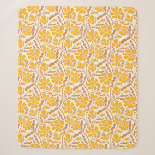 Yellow Abstract Mid Century Modern Flower Sherpa Blanket
