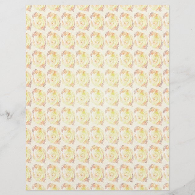Yellow Abstract Roses Bulk Scrapbook Paper Pages (Front)