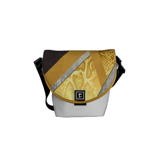 Yellow Abstract Snakeskin Mini Messenger Bag
