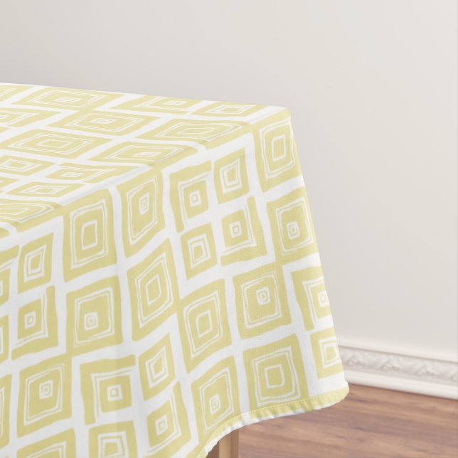 Yellow Abstract Squares Pattern Tablecloth (In Situ)