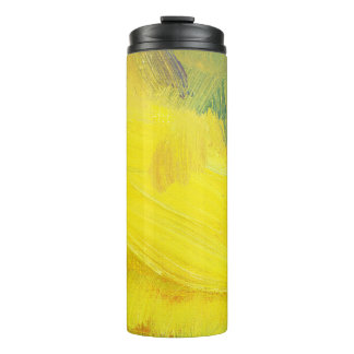 Yellow Abstract: Textured, Hand Drawn. Thermal Tumbler
