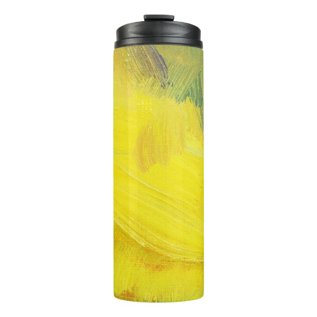 Yellow Abstract: Textured, Hand Drawn. Thermal Tumbler (Front)