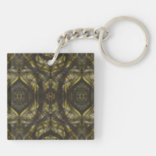 Yellow Abstract Watercolor Art Keychain