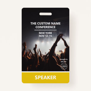 Yellow Access Pass QR Code Speaker Conference Badge