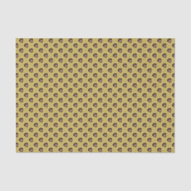 Yellow Acorn Patterned Tissue Paper (Front)