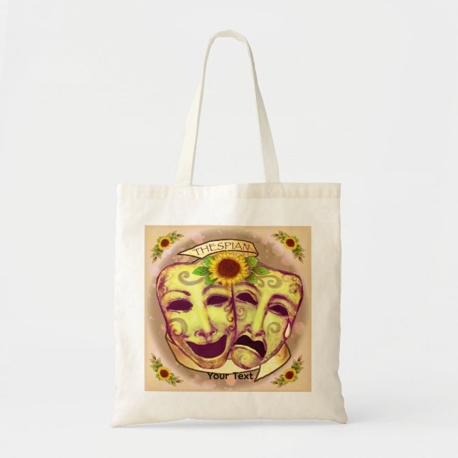 Yellow Actor Masks Tote Bag (Front)