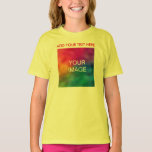 Yellow Add Your Text Photo Custom Template Girls T-Shirt<br><div class="desc">Yellow Add Your Text Photo Custom Template Girls Basic T-Shirt.</div>