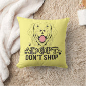 Yellow Adopt Don't Shop Homeless Rescue Dog  Throw Pillow (Blanket)