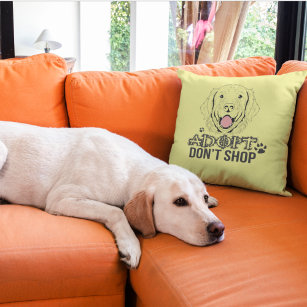 Yellow Adopt Don't Shop Homeless Rescue Dog  Throw Pillow