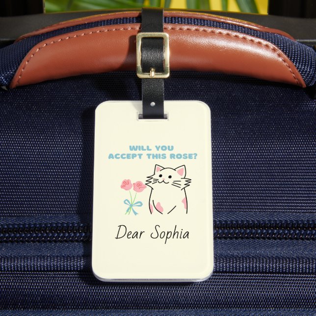 Yellow Adorable Cat&Rose Luggage Tag (Front Insitu 2)