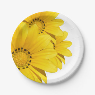 Yellow African Daisy Bouquet Paper Party Plates