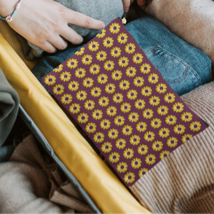 Yellow African Daisy Floral Pattern on Purple Accessory Pouch