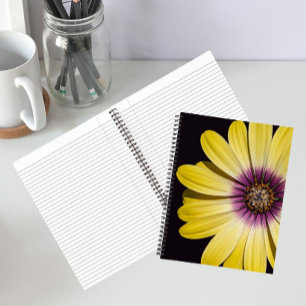 Yellow African Daisy on Black Floral Notebook