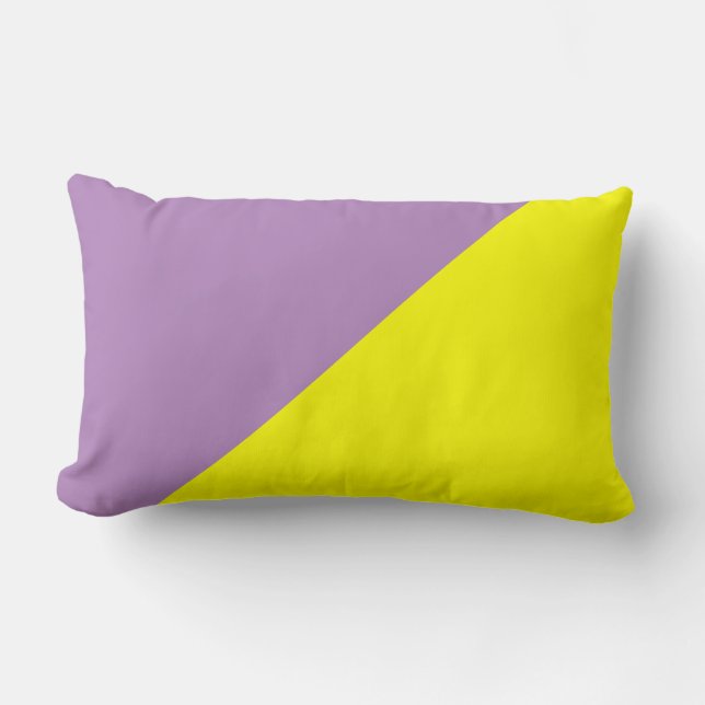 Yellow & African violet Solid Colour Background Lumbar Pillow (Front)