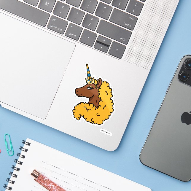 Yellow Afro Unicorn (Laptop w/ iPhone)