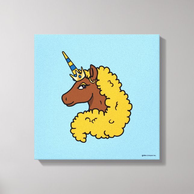 Yellow Afro Unicorn Canvas Print (Front)