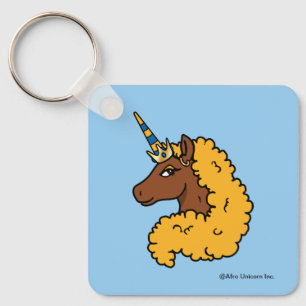 Yellow Afro Unicorn Keychain