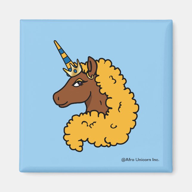 Yellow Afro Unicorn Magnet (Front)