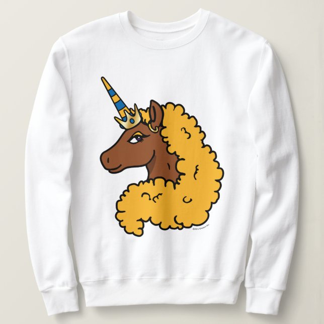 Yellow Afro Unicorn Sweatshirt (Design Front)