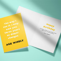 Yellow Age Wisely Diaper Change Birthday Card