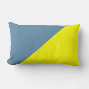Yellow & Air Force blue Solid Colour Background #2 Lumbar Pillow