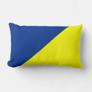 Yellow & Air Force blue Solid Colour Background Lumbar Pillow
