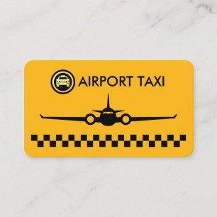 Yellow Airplane Taxi Checked Boxes Business Card